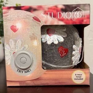 Studio Gray and Red Heart Candle Holder